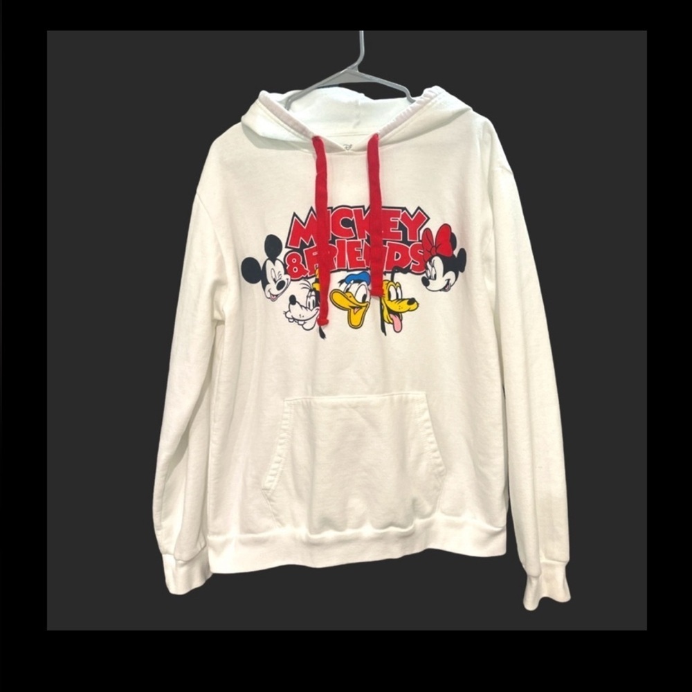 Disney size XXL Juniors Mickey and Friends White and Red Pull Over Hoodie